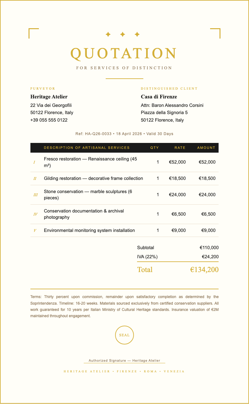 Certificate award quotation